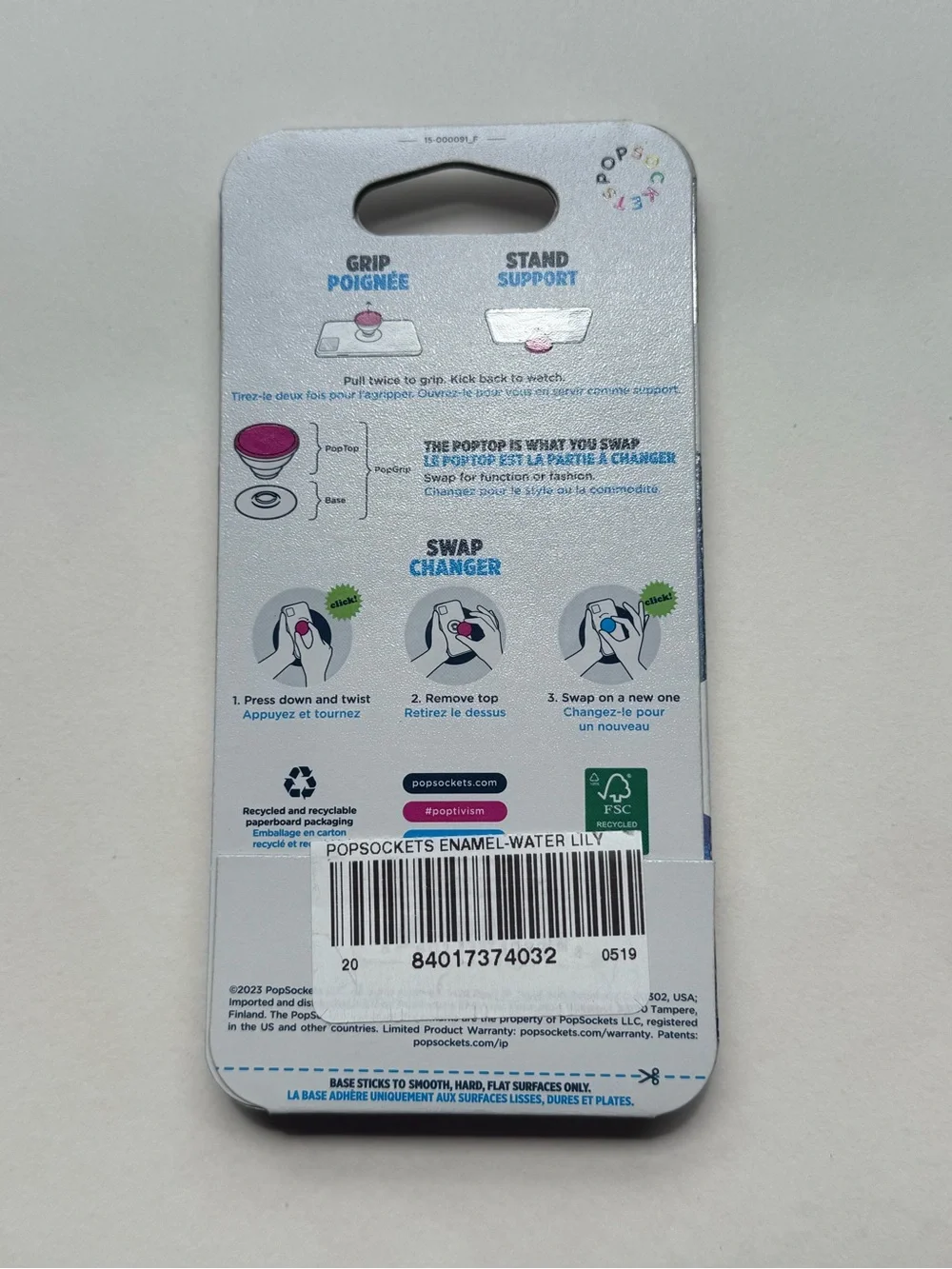 PopSocket PopGrip Premium White Phone Grip with Swappable Top